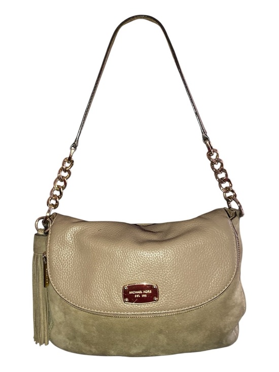Michael Kors Handbags - Michael Kors Taupe Leather & Suede Hobo with Gold Chain Accent